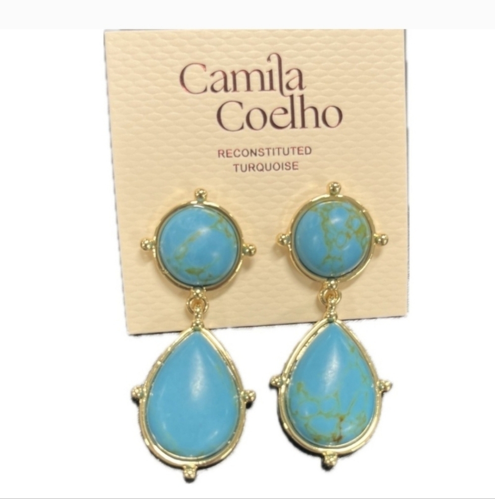 🩵🔹️Camila Coelho🔹️ Gorgeous Reconstituted Turquoise Drop Earrings